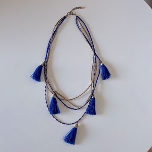 Multi strand beaded tassel necklace